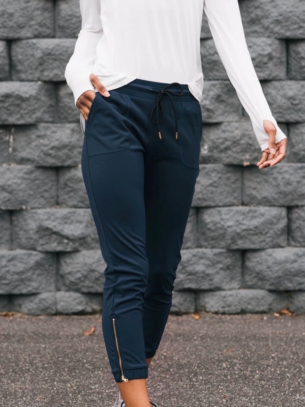 Zyia Active everywhere jogger- Navy Zip-Hem Drawstring